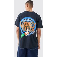 Mens Oversized Bugs Bunny Soccer License T-shirt - Schwarz - L, Schwarz von boohooman