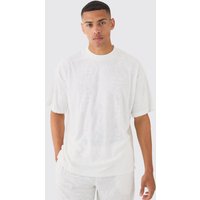 Mens Oversized Burnout Towelling Jacquard T-shirt - Weiß - M, Weiß von boohooman