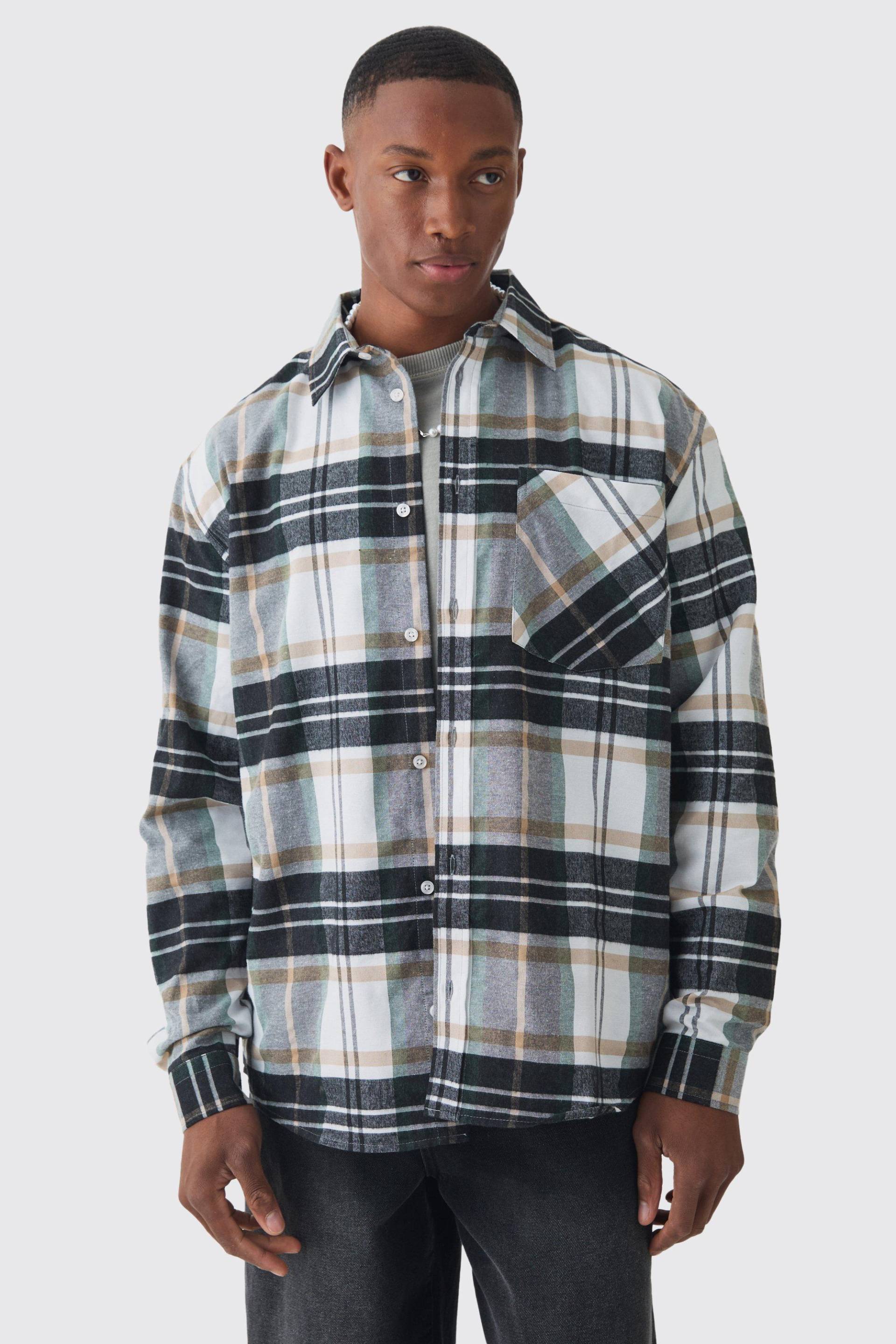 Mens Oversized Check Shirt - Weiß - S, Weiß von boohooman