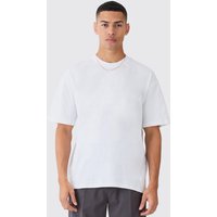 Mens Oversize Rundhals T-Shirt - Weiß - M, Weiß von boohooman