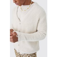 Mens Flauschiger Cardigan - Grau - M, Grau von boohooman