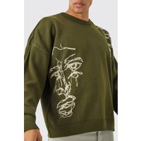 Mens Oversize Strickpullover - Khaki - L, Khaki von boohooman