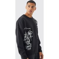 Mens Oversize Strickpullover - Schwarz - L, Schwarz von boohooman