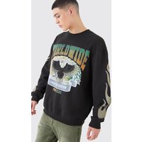 Mens Oversized Eagle Graphic Sweatshirt - Schwarz - L, Schwarz von boohooman