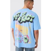 Mens Oversized Extended Bubble Graphic T-shirt - Blau - M, Blau von boohooman