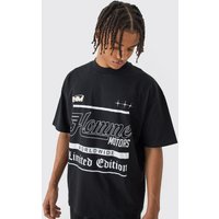 Oversize T-Shirt mit Homme Limited Text Print - Schwarz - L, Schwarz von boohooman
