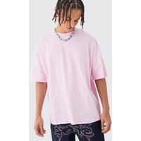 Mens Oversized Extended Neck Basic T-shirt - Lila - L, Lila von boohooman