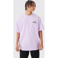 Mens Oversized Extended Neck Basic T-shirt - Lila - L, Lila von boohooman