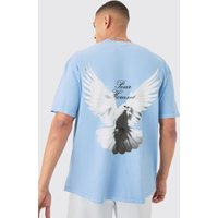 Mens Oversized Extended Neck Dove Washed T-shirt - Blau - M, Blau von boohooman