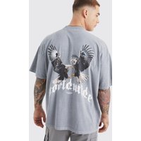 Oversize T-Shirt mit Print - Grau - XS, Grau Oversize T-Shirt mit Print - Grau - XS, Grau von boohooman