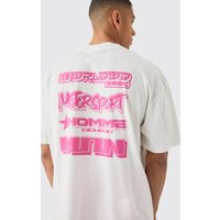 Mens Oversized Extended Neck Moto Graphic T-shirt - Weiß - M, Weiß von boohooman