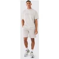 Oversize Official T-Shirt & Shorts - Grau - L, Grau von boohooman