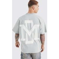 Mens Oversize T-Shirt mit Print - Grau - M, Grau von boohooman