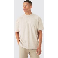 Mens -Oversized Extended Neck Towelling Homme T-shirt - Grau - M, Grau von boohooman