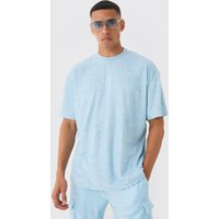 Mens Oversized Extended Neck Towelling Man Signature T-shirt - Blau - XL, Blau von boohooman
