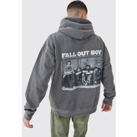 Oversize Hoodie mit Fall Out Boy Print - Grau - XS, Grau von boohooman