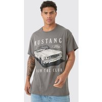 Mens Oversized Ford Mustang License T-shirt - Grau - S, Grau von boohooman