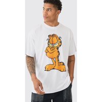 Mens Oversized Garfield License T-shirt - Weiß - XS, Weiß von boohooman