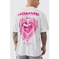 Mens Oversized Geometric Heart Graphic T-shirt - Weiß - S, Weiß von boohooman