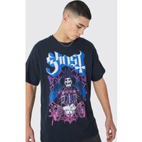 Mens Oversize T-Shirt mit lizenziertem Ghost Band Print - Schwarz - XS, Schwarz von boohooman