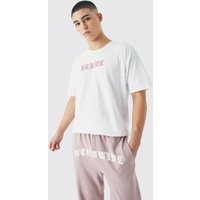 Mens Oversize Jogginghose mit Gothic Print - Braun - L, Braun von boohooman