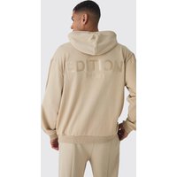 Mens Oversized Heavyweight 1/4 Zip Pintuck Hoodie - Grau - XS, Grau von boohooman