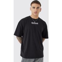 Oversize T-Shirt mit Homme Print - Schwarz - XL, Schwarz von boohooman
