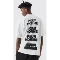 Mens Oversize T-Shirt mit Homme Print - Weiß - M, Weiß von boohooman