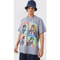 Mens Oversized Ice Cube Wash License T-shirt - Blau - M, Blau von boohooman