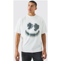 Mens Oversized Interlock Tropics Smiley T-shirt - Weiß - M, Weiß von boohooman