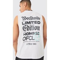 Mens Oversized Limited Edition Text vest - Weiß - M, Weiß von boohooman