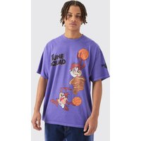 Mens Oversized Looney Tunes Taz License T-shirt - Lila - S, Lila von boohooman