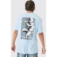 Mens Oversized Naruto Anime Wash License T-shirt - Blau - L, Blau von boohooman