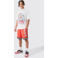 Mens Oversized Ninja Turtles License T-shirt And Short Set - Rot - M, Rot von boohooman