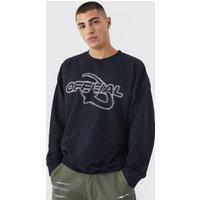 Mens Oversize Sweatshirt mit Official Star Print - Schwarz - L, Schwarz von boohooman