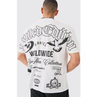 Mens Oversized Over Seams Branded T-shirt - Weiß - M, Weiß von boohooman