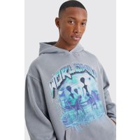 Mens Oversize Hoodie mit Alien-Print - Grau - M, Grau von boohooman