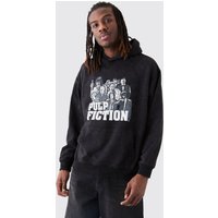 Mens Oversize Hoodie mit lizenziertem Pulp Fiction Print - Grau - M, Grau von boohooman