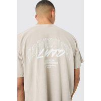Mens Oversized Overdye Star Graphic T-shirt - Grau - M, Grau von boohooman