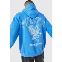 Mens Oversize Worldwide Hoodie - Blau - XS, Blau von boohooman