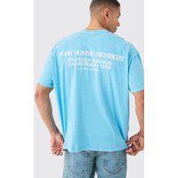 Mens Oversized Overdyed Graphic T-shirt - Blau - M, Blau von boohooman