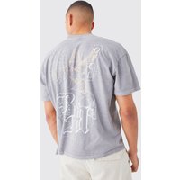 Mens T-Shirt mit Print - Grau - S, Grau von boohooman