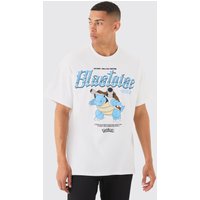 Mens Oversized Pokemon Blastoise License T-shirt - Weiß - XS, Weiß von boohooman