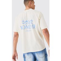 Mens Oversized Pour Homme Graphic T-shirt - Ecru - S, Ecru von boohooman