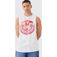 Mens Oversized Powerpuff Girls License vest - Weiß - M, Weiß von boohooman