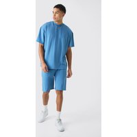 Mens Oversize Premium T-Shirt & Shorts - Blau - L, Blau von boohooman