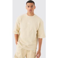 Mens Oversized Quilted Herringbone Man T-shirt - Grau - M, Grau von boohooman