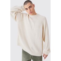 Mens Oversize Raglan Strickpullover - Ecru - L, Ecru von boohooman