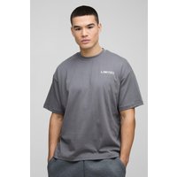 Oversize T-Shirt mit Limited-Print - Grau - L, Grau Oversize T-Shirt mit Limited-Print - Grau - L, Grau von boohooman
