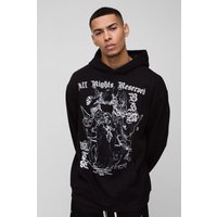 Oversize Hoodie mit Renaissance-Print - Schwarz - XS, Schwarz von boohooman